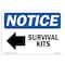 Signmission OSHA Notice, 5" Height, Survival Kits Left Arrow Sign With Symbol, 7" X 5", Landscape OS-NS-D-57-L-18513 - alternate 1